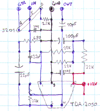 TDA-2050 protoboard layout